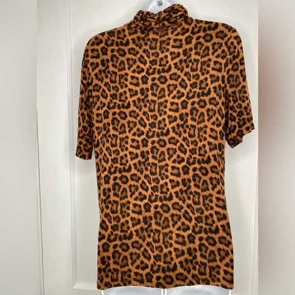 MICHAEL KORS Leopard Print Jersey Knit Turtleneck Top - Picture 4 of 4